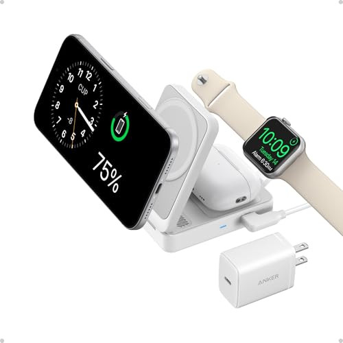 ANKER MAGGO 3 IN 1 IPHONE 17 CHARGING STATION MAGSAFE-COMPATIBLE - WHITE
