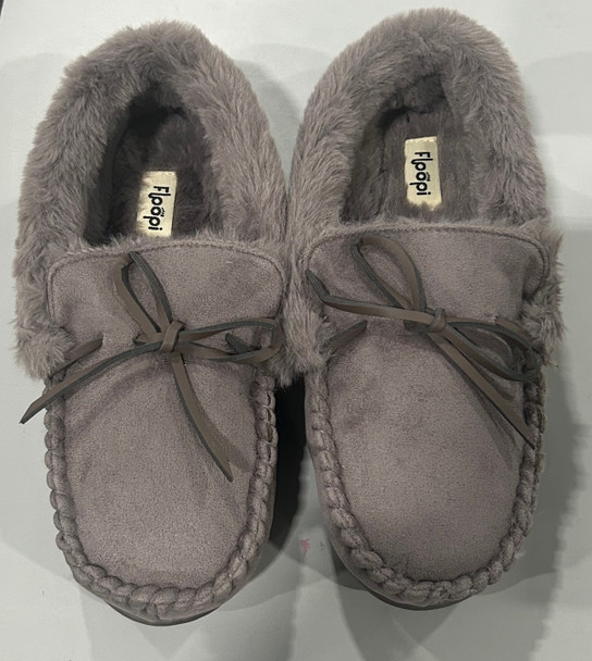 FLOOPI FAUX FUR SLIPPERS - SIZE: WOMEN LARGE (9-10) - GRAY