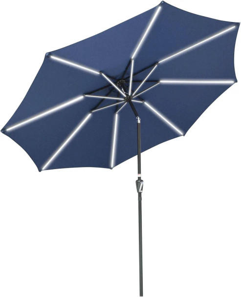 GENERIC 10FT SOLAR POWER LED PATIO UMBRELLA MARKET TILT WITH CRANK - NAVY