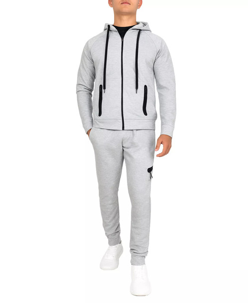 BLU ROCK MEN'S TECH FLEECE HOODIE AND JOGGER SWEATPANTS - SIZE: S - HEATHER GRAY New