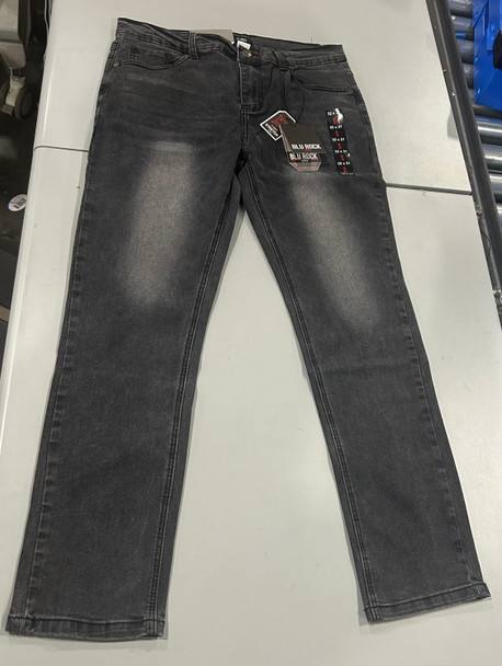 BLU ROCK MEN'S DENIM FLEX JEANS - SIZE: MEN 32X31 - JET BLACK New