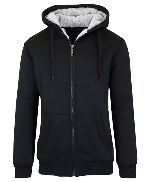 Q-ACTIVE MEN'S MODERN FIT SHERPA LINED FLEECE ZIP-UP HOODIE XL, BLACK