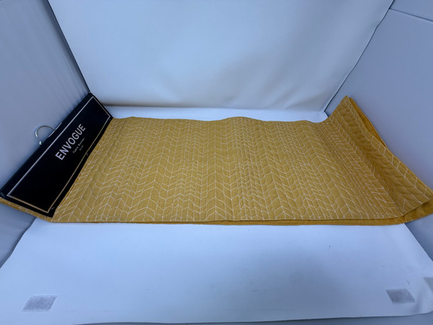 ENVOGUE TABLE RUNNER WITH EMBROIDERED CHEVRON PATTERN 14" X 72" - MUSTARD YELLOW New