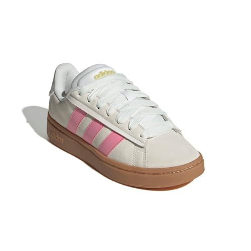 ADIDAS WOMENS GRAND COURT ALPHA 00S SIZE: 5.5 - WHITE/BLISS PINK/GOLD METALLIC New