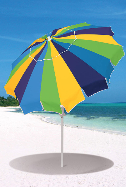 RIO BEACH 7' 20 PANEL UMBRELLA SAND ANCHOR UB723-2015-1 - MULTI COLOR New