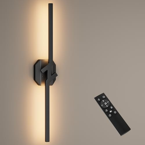 HUNHUN BATTERY OPERATED WALL SCONCE, USB RECHARGEABLE, BD730 - BLACK New