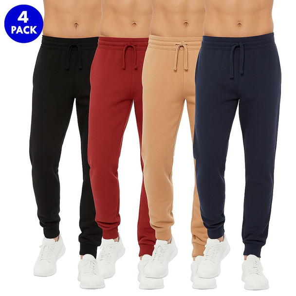 DAILY THREADS 4 PACK MEN'S SWEATPANTS - XL - BLACK NAVY KHAKI BURGUNDY New