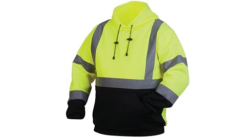 Pyramex Safety Pullover Sweatshirt With Black Bottom Hi Vis Lime MEN L New