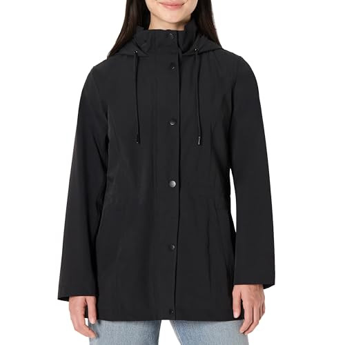 AMAZON ESSENTIALS WOMEN'S LONG HOODED RAIN JACKET WOMEN XS BLACK