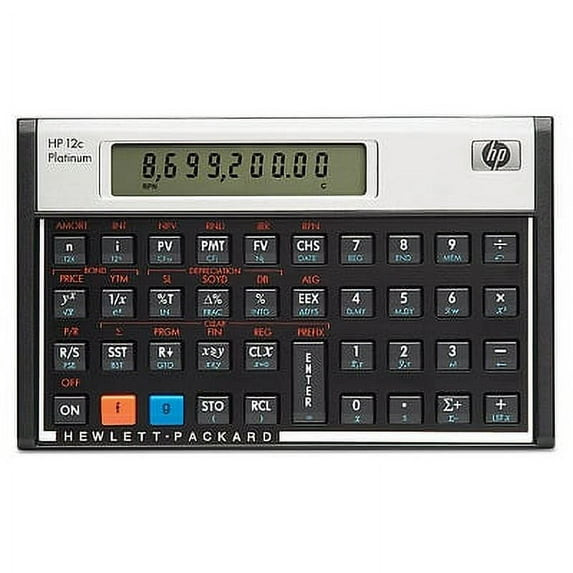HP 12C PLATINUM FINANCIAL CALCULATOR, 10-DIGIT LCD -HEWF2231AA - BLACK