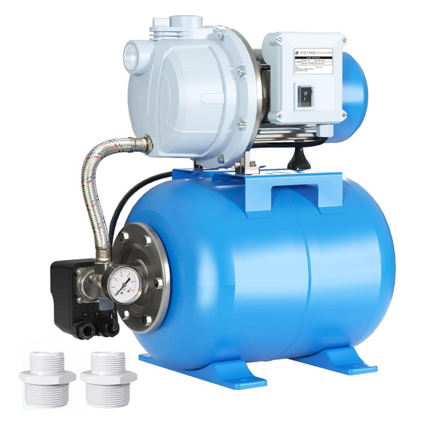 FOTING 1.5HP Shallow Well Pump with Pressure Tank, 115V 1340GPH - Blue