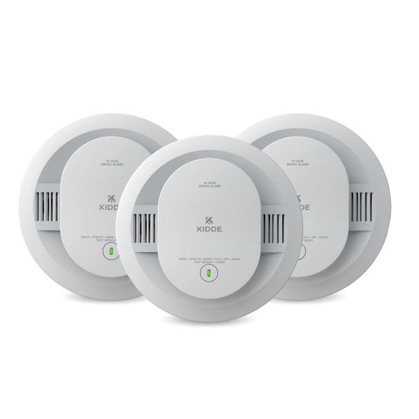 KIDDE SMOKE DETECTOR 10-YEAR BATTERY POWERED LED 85 DB ALARM 5" 3-PACK - WHITE