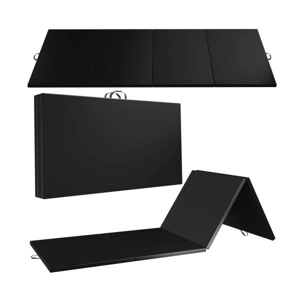 ELEVENS GYMNASTICS MAT FOR TUMBLING 10'X4'X2" THICK FOLDING EXERCISE MAT - BLACK