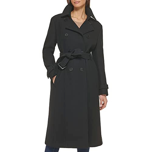 352SW434 COLE HAAN WOMEN'S SIGNATURE SLICK WOOL TRENCH COAT  SIZE 12 BLACK