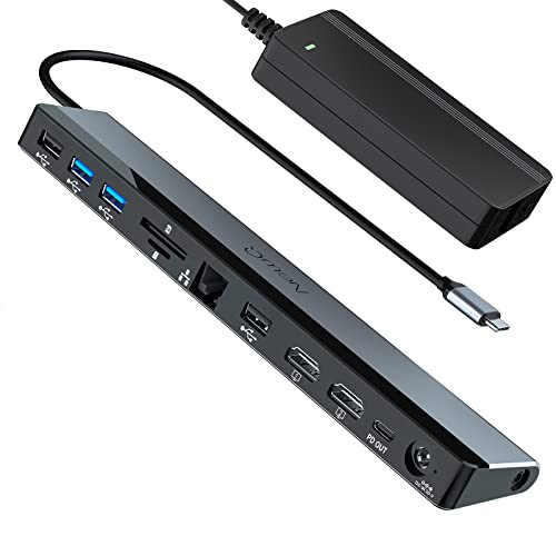 NEWQ USB C DOCKING STATION TIME STATION 12-IN-1 THUNDERBOLD 3 | 4 MONITOR - GRAY