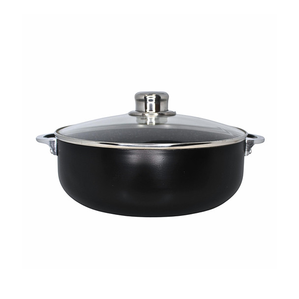 IMUSA 4.4QT BISTRO CERAMIC NONSTICK CALDERO/DUTCH OVEN, GLASS LID - BLACK