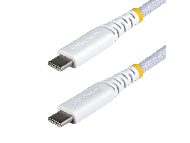 StarTech.com 6ft (1.8m) White USB-C Charging Cable, 60W (3A) PD, Dual-Layer