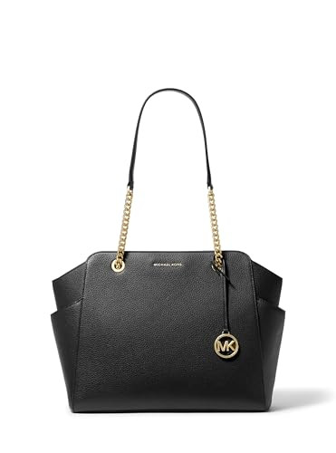 MICHAEL KORS JACQUELYN MEDIUM CHAIN TOTE GOLD -TONE HARDWARE/BLACK