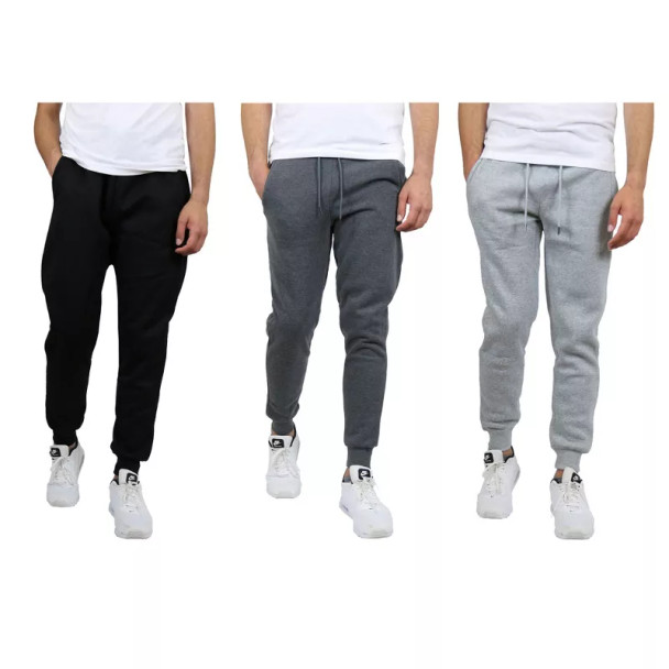BLUE ICE MEN'S FLEECE SWEATPANTS, 3 PACK - SIZE: M - BLACK/CHARCOAL/HEATHER GRAY