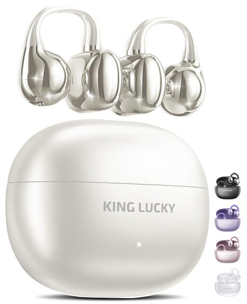 KING LUCKY CLIP-ON EARBUDS GEN 3 OPEN-EAR WIRELESS BLUETOOTH 6.0 - PEARL WHITE