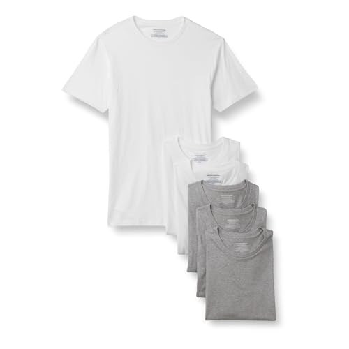 ESSENTIALS MEN'S SLIM FIT BREATHABLE COTTON CREW NECK M - M.GRAY/WHITE