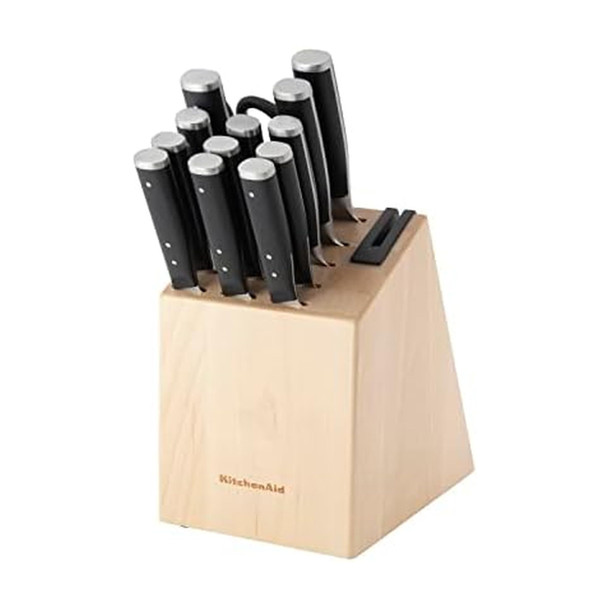 KitchenAid Gourmet Forged Triple Rivet Knife Block Set KO14STSNBXOBT - Black