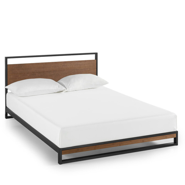ZINUS SUZANNE 37 Inch Metal Wood Platform Bed Frame Assembly - Chestnut - 14Q