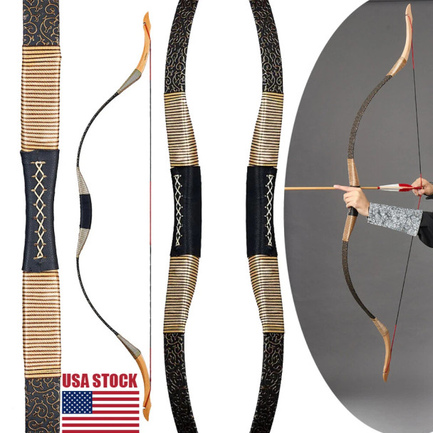 TOP ARCHERY HORSEBACK 45LB ARCHERY MONGOLIAN HORSE BOW - BLACK/GOLD-ACCENTS
