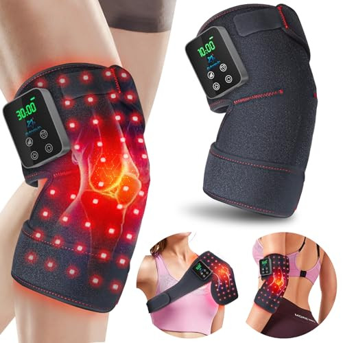ASTAREXIN 72 LED RED LIGHT THERAPY KNEE BRACE 3000MAH RECHARGEABLE - BLACK