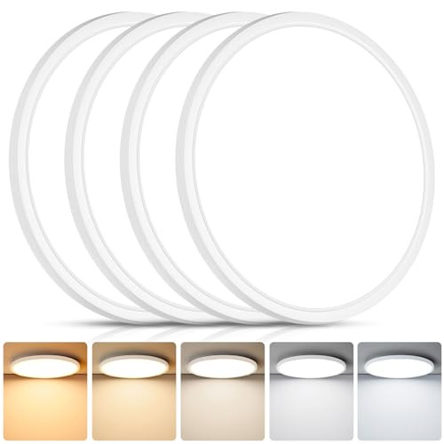 Brightever 4Pack LED Flush Mount Ceiling Light Fixture, 12 Inch 24W, Super Slim New