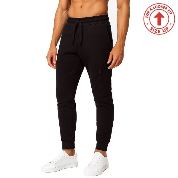 BLU ROCK MEN'S SLIM FIT FLEECE JOGGER WITH ZIPPER POCKET - SIZE: MEN 3XL - BLACK New