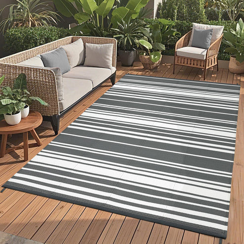 GARVEE OUTDOOR GRAY 8X10 RUG WATERPROOF FOLDABLE - GRAY