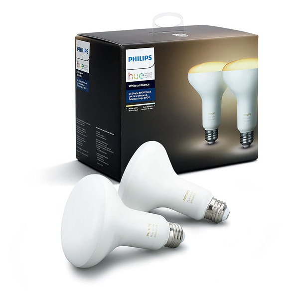 PHILIPS HUE WHITE AMBIANCE BR30 2-PACK 60W EQUIVALENT DIMMABLE LED SMART LIGHT