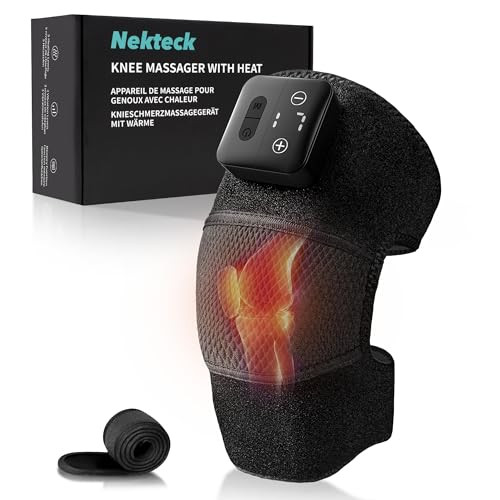 NEKTECK KNEE MASSAGER WITH HEAT - CORDLESS HEATED KNEE BRACE WITH VIBRATION