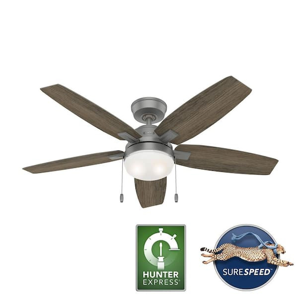 HUNTER ANTERO 52 IN. HUNTER EXPRESS INDOOR CEILING FAN - MATTE SILVER New