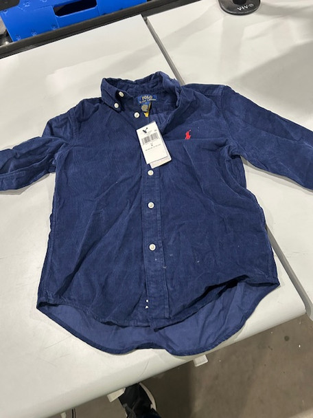 POLO RALPH LAUREN BLUE KIDS BUTTON DOWN LONG SLEEVE SHIRT - SIZE: YOUTH 6 - BLUE New