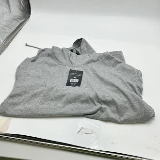 BLUE ICE STRETCHABLE COMFY HOODIE 60% PLOYESTER - SIZE: MEN L - HEATHER GRAY New