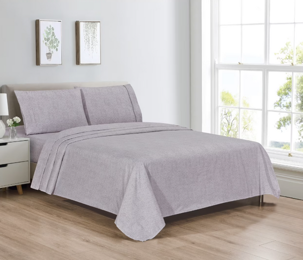 BIBB HOME EGYPTIAN LUXURY 1800 COUNT 4 PC SHEET SET- KING - MINI PAISLEY New