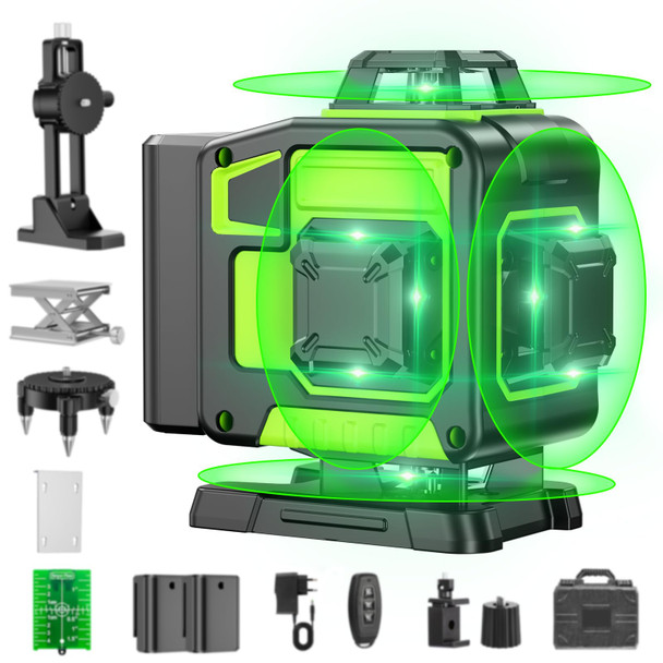 GIBIMOFI 16 LINE LASER LEVEL 360 SELF LEVELING 4X360°PROFESSIONAL 4D GREEN