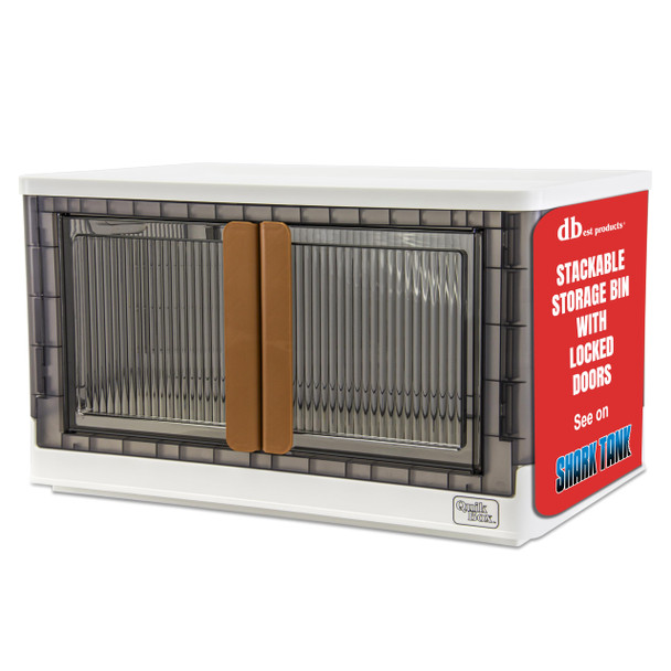 DBEST QUIK BOX - 19 GALLON STACKABLE STORAGE BINS WITH DOORS, 10-008 - BLANC