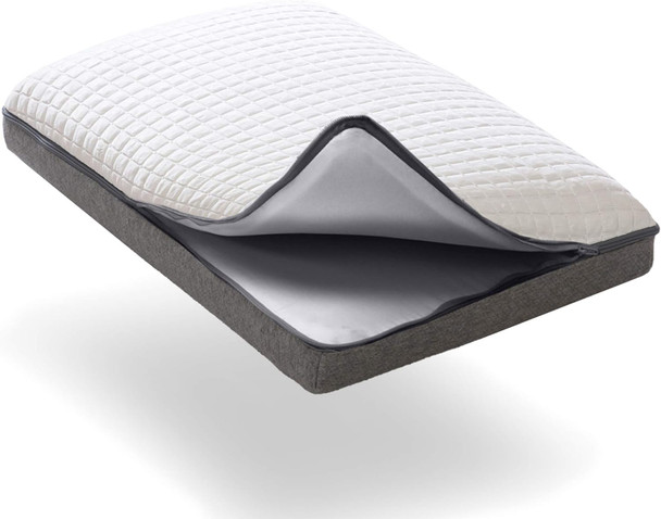 WAVVE 2-IN-1 BAMBOO COOLING PILLOW MEMORY FOAM, STANDARD SIZE - WHITE/GRAY New