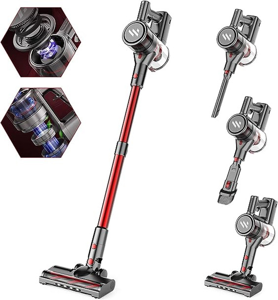 ZokerLife Stick Cordless Vacuum Cleaner 2200mAh 35min runtime Lightweight - RED New