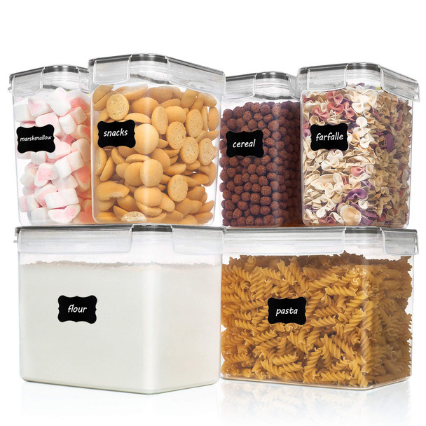 VTOPMART AIRTIGHT FOOD STORAGE CONTAINERS 6 PIECES - PLASTIC BPA FREE - BLACK