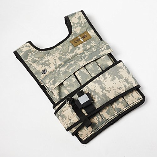CROSS101 ADJUSTABLE WEIGHTED VEST WITH SHOULDER PADS 40LBS - CAMOUFLAGE