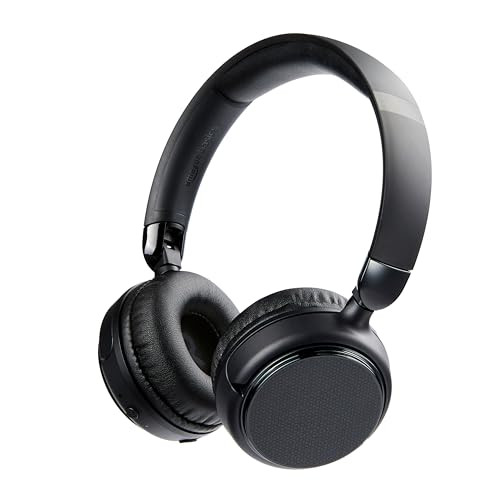 AMAZON BASICS BLUETOOTH ON-EAR HEADPHONES WIRELESS WITH MICROPHONE - BLACK