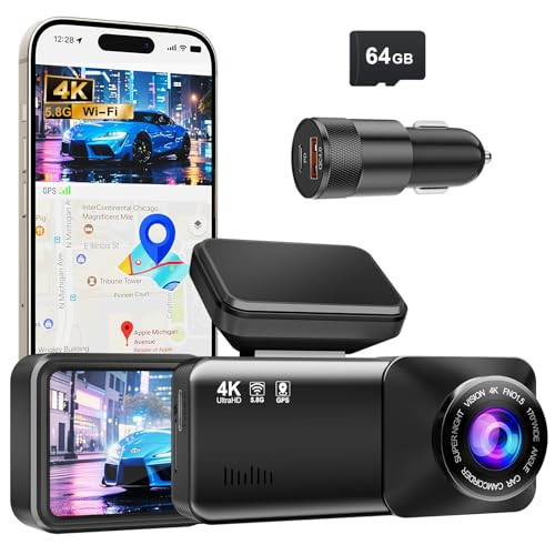 ESTBUC 4K DASH CAMERA FOR CARS, MINI DASHCAM WITH SUPER NIGHT VISION - BLACK