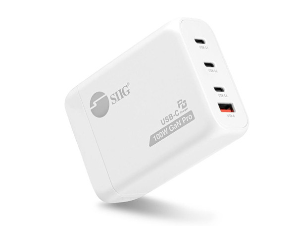 SIIG 100W GaN PD Combo Power Charger, 4-Port high-power portable charger w/ 3