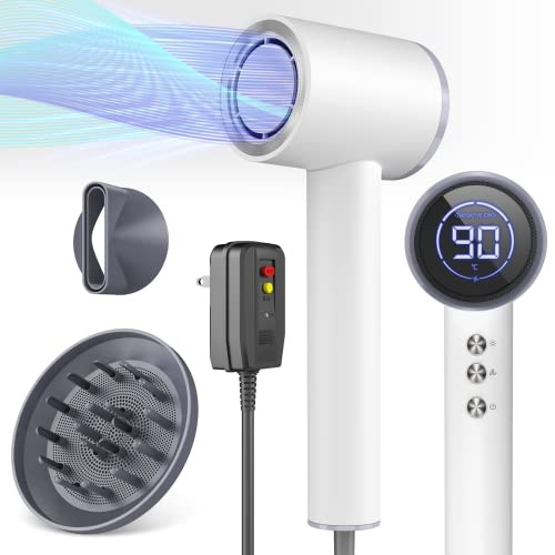 DRSPEE High-speed Ionic Hair Dryer with Diffuser, 1600W, LED Display, Portable