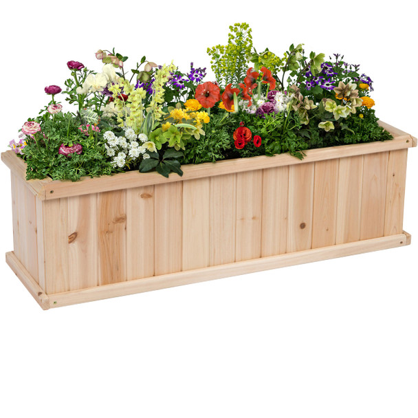 SHINE COMPANY RECTANGLE CEDAR RAISED GARDEN BED BOX PLANTER 5103N - NATURAL