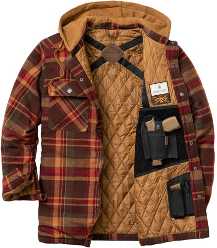 LEGENDARY WHITETAILS MEN'S CCW HOODED FLANNEL JACKET MEN L MAPLEWOOD PLAID New